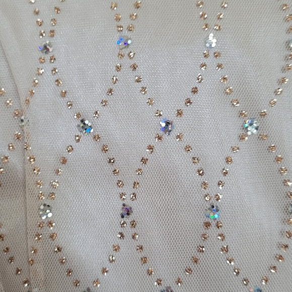 Dress Barn Pink Gold Dress Ribbon, Sequins, Rhinestones, Tulle Size 8 Petite - Picture 4 of 12